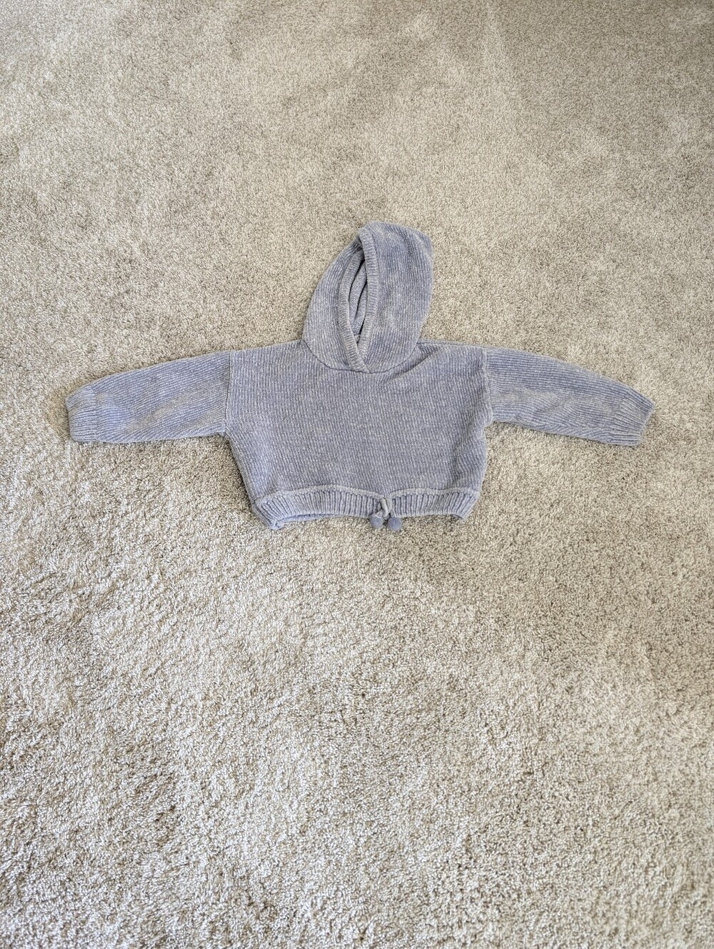 Zara Girls Lilac Purple Knit Hoodie Cropped Sweater - 3T